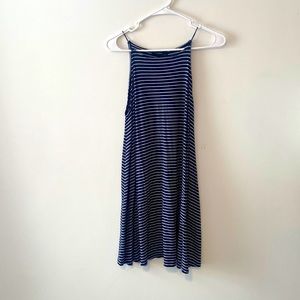 Blue dress with white stripes